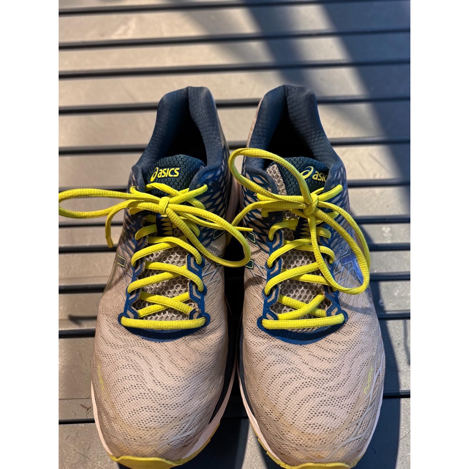 Asics Gel-Nimbus 18 Mens Running Shoes Tan Blue Lime T600n Size 12.5